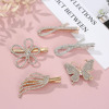 Metal fashionable hairgrip, brand hairpins with bow, accessory, simple and elegant design, internet celebrity