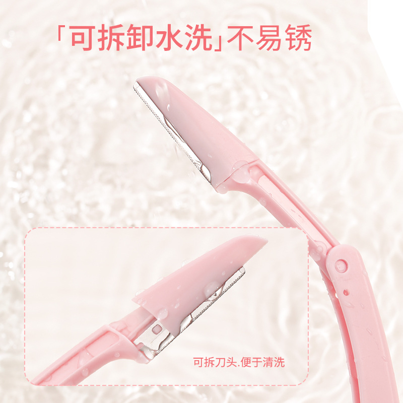 Xixi cuchillo de cejas plegable portátil novato seguro anti-raguñazo cuchillo de cejas de acero inoxidable tres paquetes