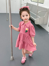 时髦Polo裙薄款儿童装洋气公主裙夏季小女孩夏装女童韩版花朵新棉