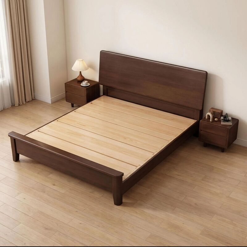 1688 Premium Selection Solid Wood High Box Storage Bed 1.35m Double Storage Bed Full Rubber Wood Simple In-Stock Bed Frame