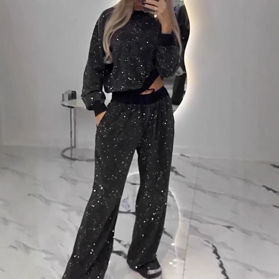 European And American Cross-Border Autumn Winter Hot-Selling Women's Clothing Starry Sky Full Of Stars Long-Sleeve Round_voghion.com