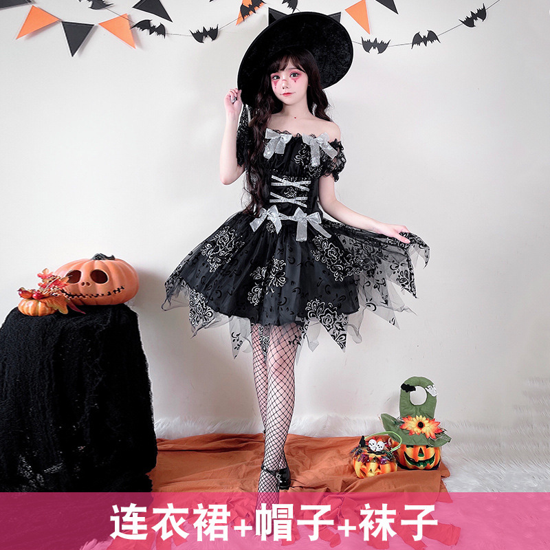 万圣节服装魔法师演出服暗黑幽灵魔女网纱蓬蓬裙女巫装巫婆连衣裙|undefined