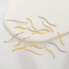 Copper-plated with genuine gold, long-lasting color, threaded faceted curved tube, 18K gold-plated bracelet separator with faceted cut curved tube, S-shaped engravings on curved tube