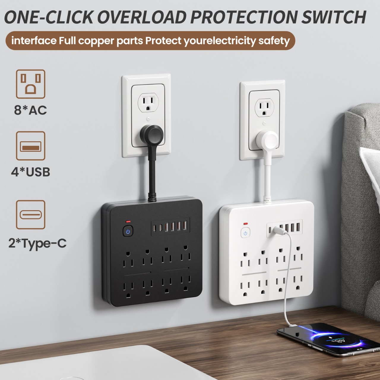 Regulación transfronteriza de EE. UU. 14 en 1 enchufe multifunción oficina en el hogar placa de conexión Amazon Wal-Mart enchufe multipuerto USB