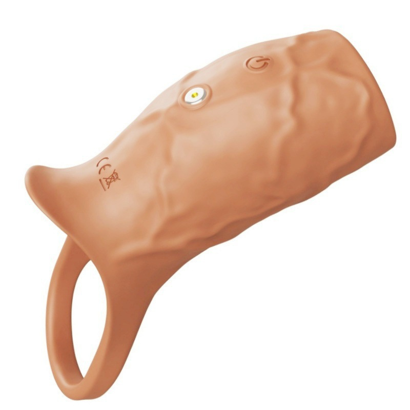 10-Frequency Vibrating Lock-On Condom Sleeve, Button-Controlled Prostate Massage Ring, Black — detail image 5