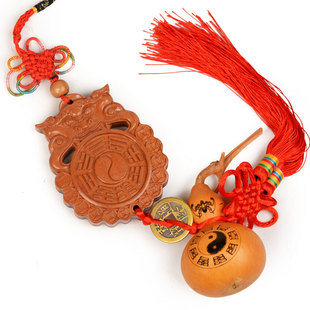 Peach Wood Beast Head Bagua Mirror Pendant Toilet Bathroom Door Bedroom Kitchen Peach Wood Carving Jewelry Decoration