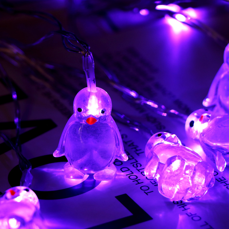 Navidad nueva iluminación pingüino Cadena de luz 10 LED luces decorativas luces de modelado de animales transfronterizos lámparas de mercancías continuas