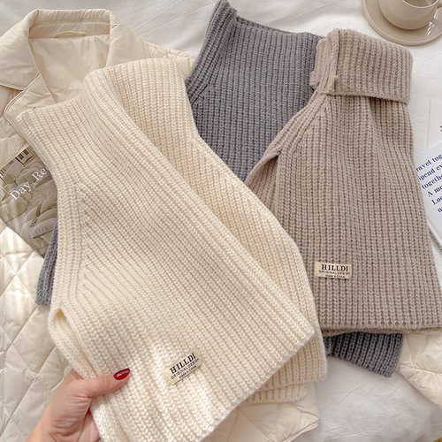 Autumn and winter new warm scarf for women Korean version solid color  neck protector to keep out the cold neck scarf decorative knitted shawl outer wear