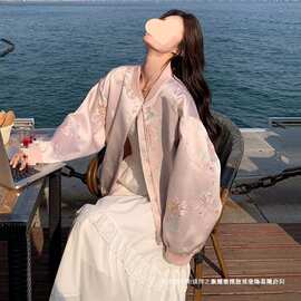 新中式刺绣印花重工艺棒球服女春秋新款宽松显瘦气质小个子短外套