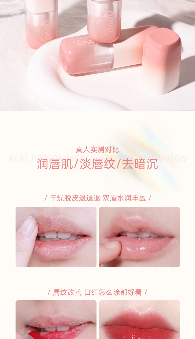 NOVO Plant-based Cleansing Lip Balm Moisturizes and hydrates, prevents dryness and cracking, and reduces lip lines. It is a colorless lip balm for the base lip undefined