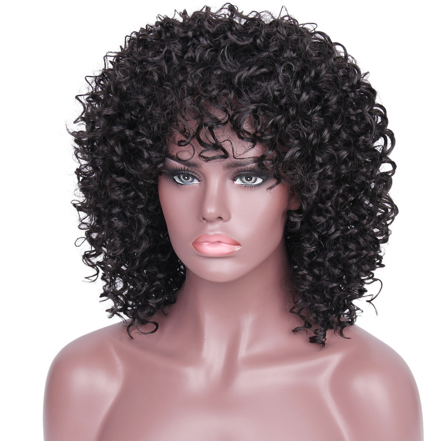 África comercio exterior explosivo cabeza pequeña pelucca damas corta cabeza negra pequeña pelucca Curly Afro Wig