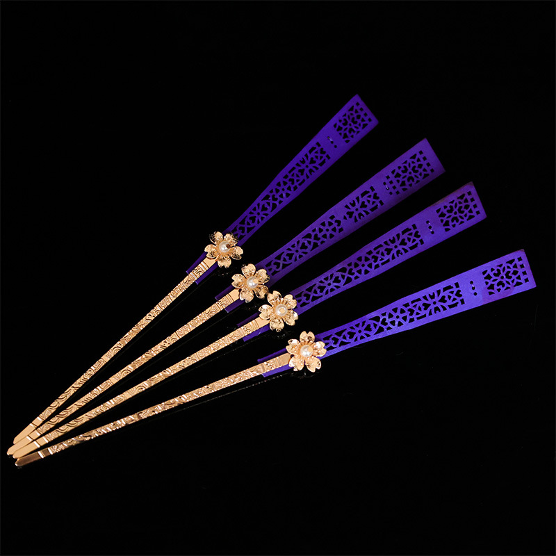 Patrimonio cultural intangible púrpura cortar papel tradicional toque de cabeza de gaza antiguo estilo chino pinzas de cabello nueve días Xuan mujer accesorios de modelado
