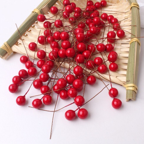 Christmas Little Red Fruit Small Wreath Accessories Berry Foam Red Fruit Holly Fruit Simulation Red Berry New Year Flower Decoration