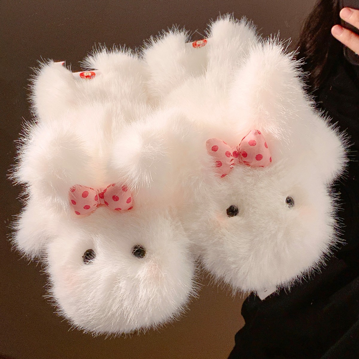 Guantes de conejo de lana de invierno caliente para mujeres guantes de bicicleta de invierno de guantes de ciclismo de lana adorable y grueso