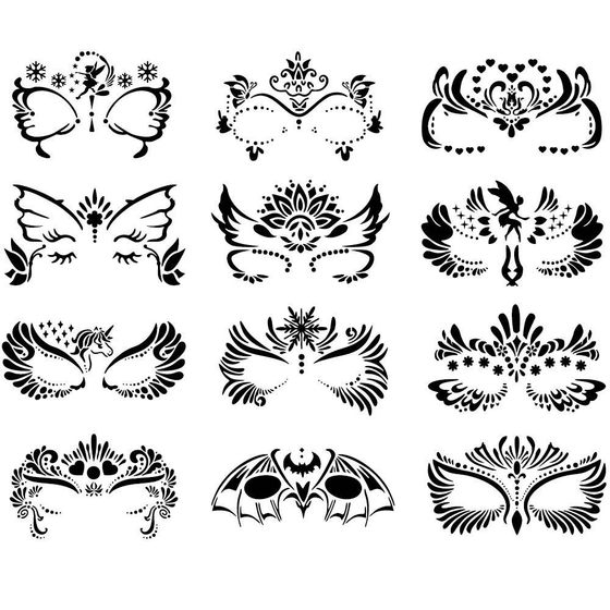 Children's Painted Facial Template Pattern Makeup Hollow Tool Stage Makeup Makeup Holiday Graffiti Rubbing Auxiliary Board