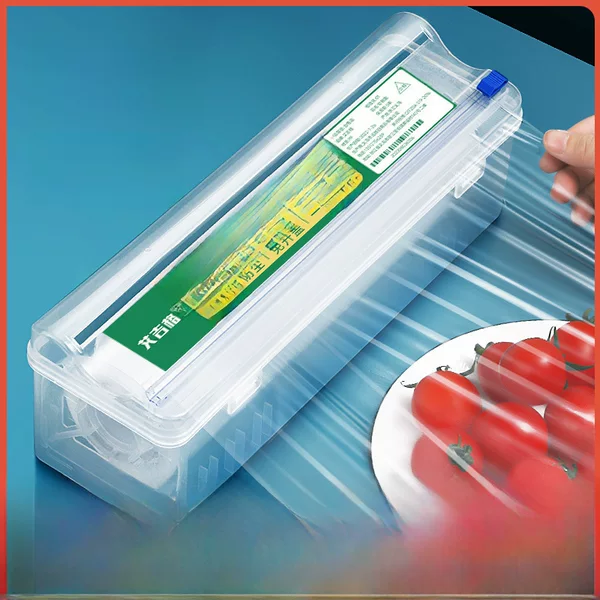 Plastic Wrap Box Cutter Sliding Knife Type Packaging Machine Food-Grade Special Pe High Temperature Resistant Kitchen Large Roll Commercial Use