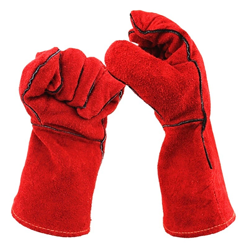 Удлиненные двухслойные перчатки из воловьей кожи, двухслойные сварочные аппараты, износостойкие термостойкие теплоизоляционные защиты