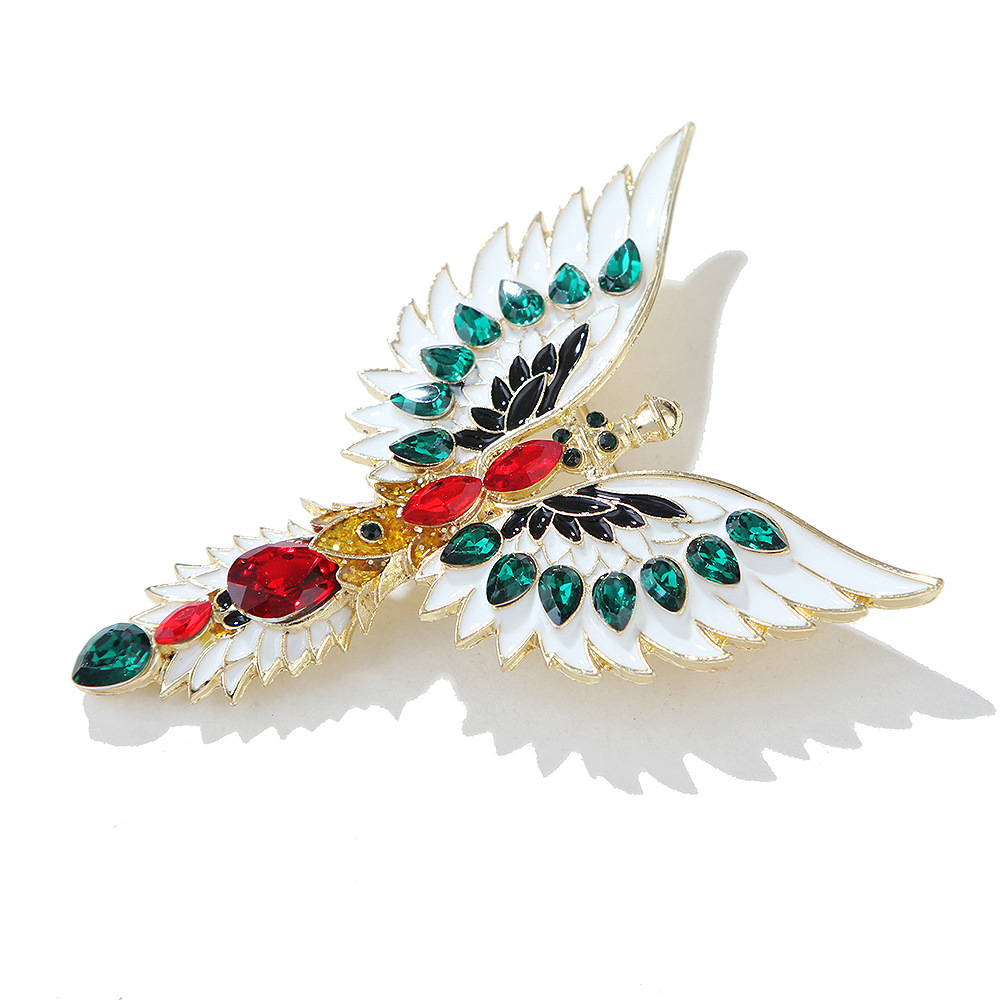 Lanhao Middle Ancient Vintage Retro Three-dimensional Heavy Industry Personalized Design Enamel Angel Wings Oil Drop Brooch