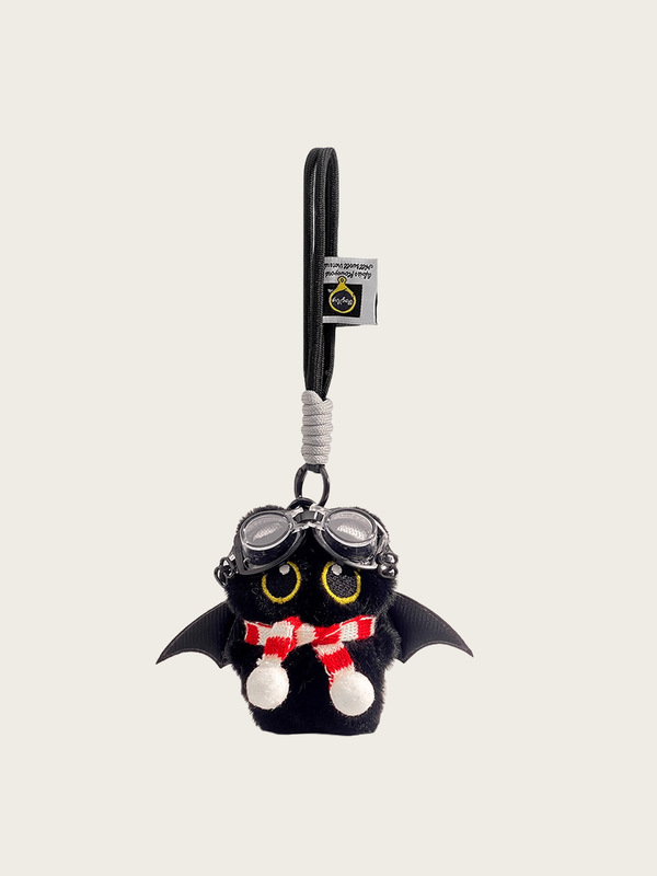 可爱大眼恶魔小黑猫毛绒公仔钥匙扣卡通小玩偶包包挂件包挂饰礼物|undefined