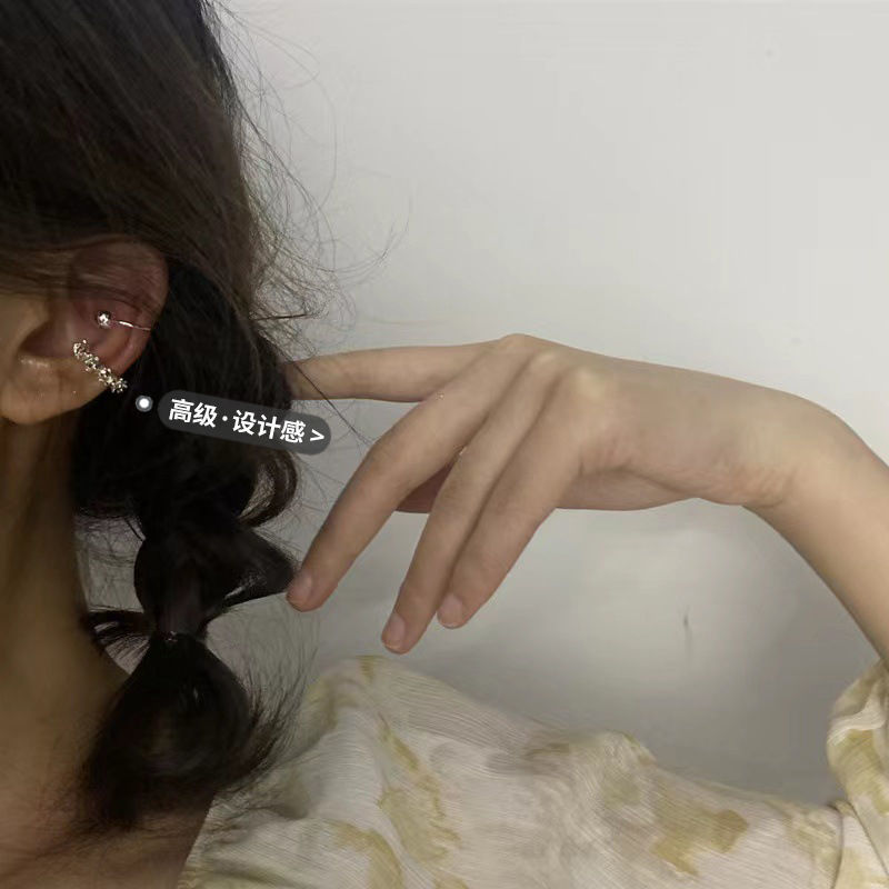 Clip de oreja espumoso sin perforado femenino ins diseño de nicho de alto grado todo partido clip de hueso de oreja conjunto de dos piezas estilo frío