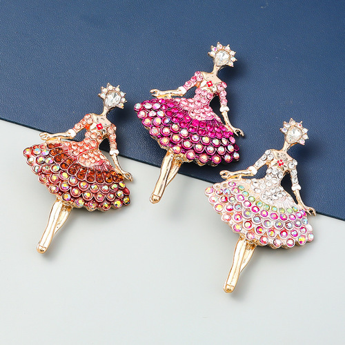  Europe and the alloy ballerina ballet dance brooch set auger ballet girl girl lovely pin fashion brooches accessories