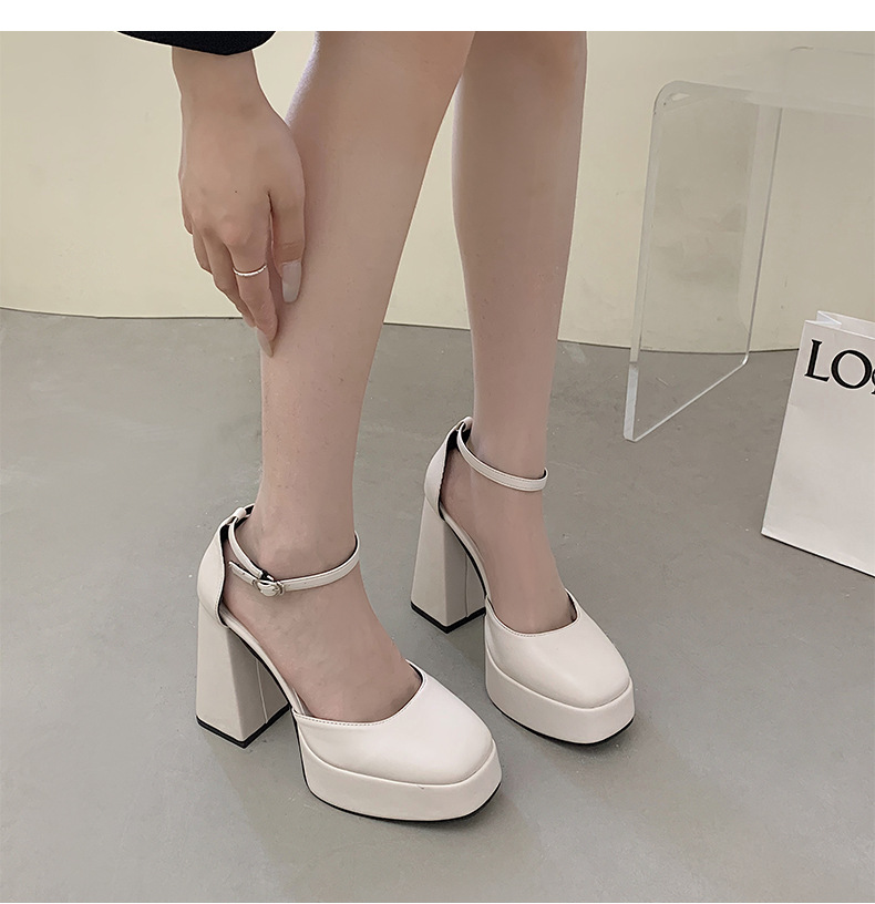 White French style high-heeled shoes for women spring 2023, new shallow cut square toe fashionable and high-end sandals_voghion.com
