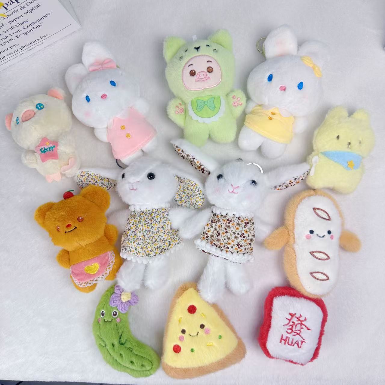 新款抓机娃娃4寸精品毛绒玩具公仔钥匙扣可爱玩偶精品挂件定logo