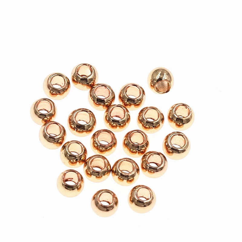 DIY ювелирные аксессуары Чистая медь цвет-сохраняя Гладкий Круглый шарик токарный станок бусина прямое отверстие браслет из бисера ожерелье бусина распорный материал
