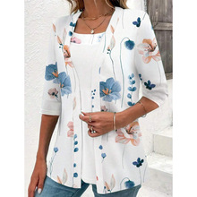 H 80222 Chiffon Print V-neck Cardigan ѩ��ӡ�� V �쿪��