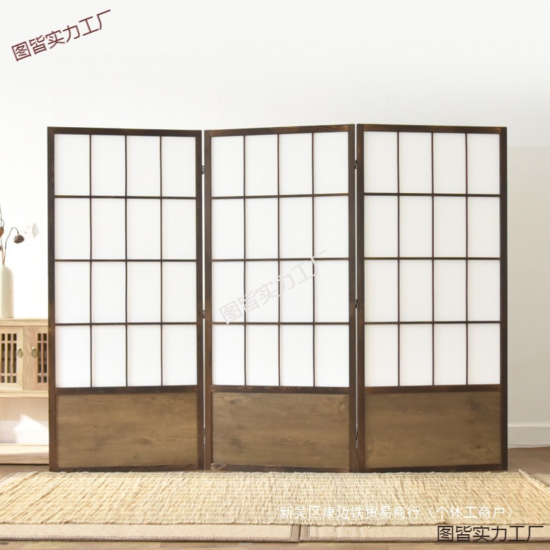 Entrance Folding Screen Partition Hotel Living Room Simple Modern Japanese Style Screen Photography Props Zen Style Mobile