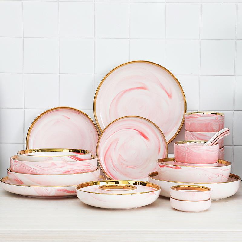 Cross-Border Nordic Ceramic Tableware Set Hotel Home Tableware Dishes Set Wedding Housewarming Opening Small Gift