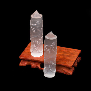 Natural Moroccan Gypsum Dragon and Phoenix Pillar Raw Stone Office Energy Demagnetization Raw Stone Ornaments Home Carving Ornaments