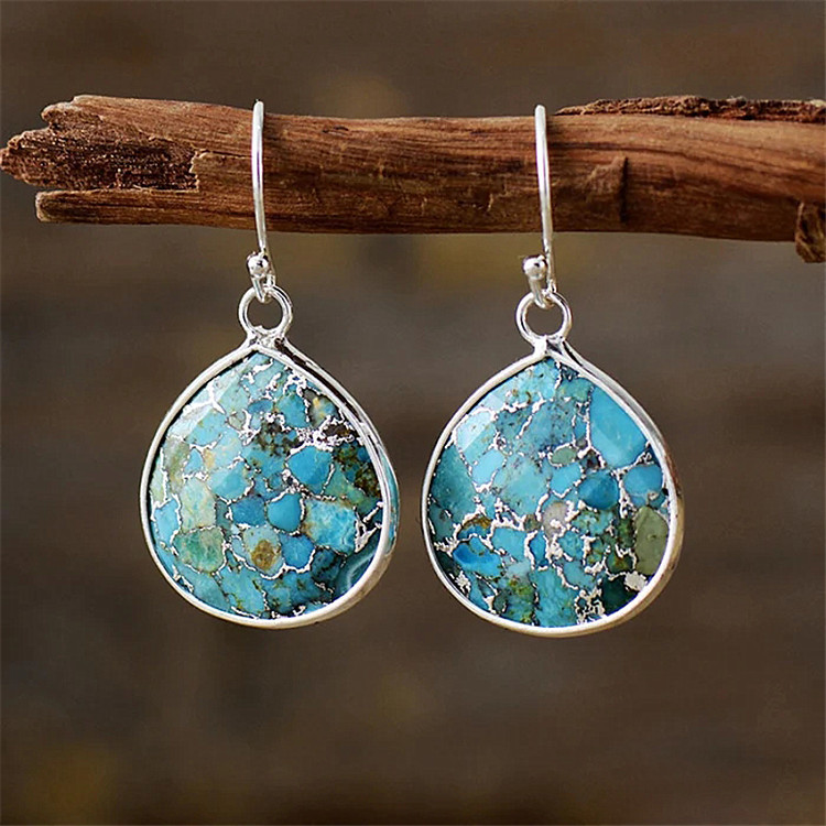 1 Pair Classic Style Water Droplets Patchwork Agate Drop Earrings display picture 2