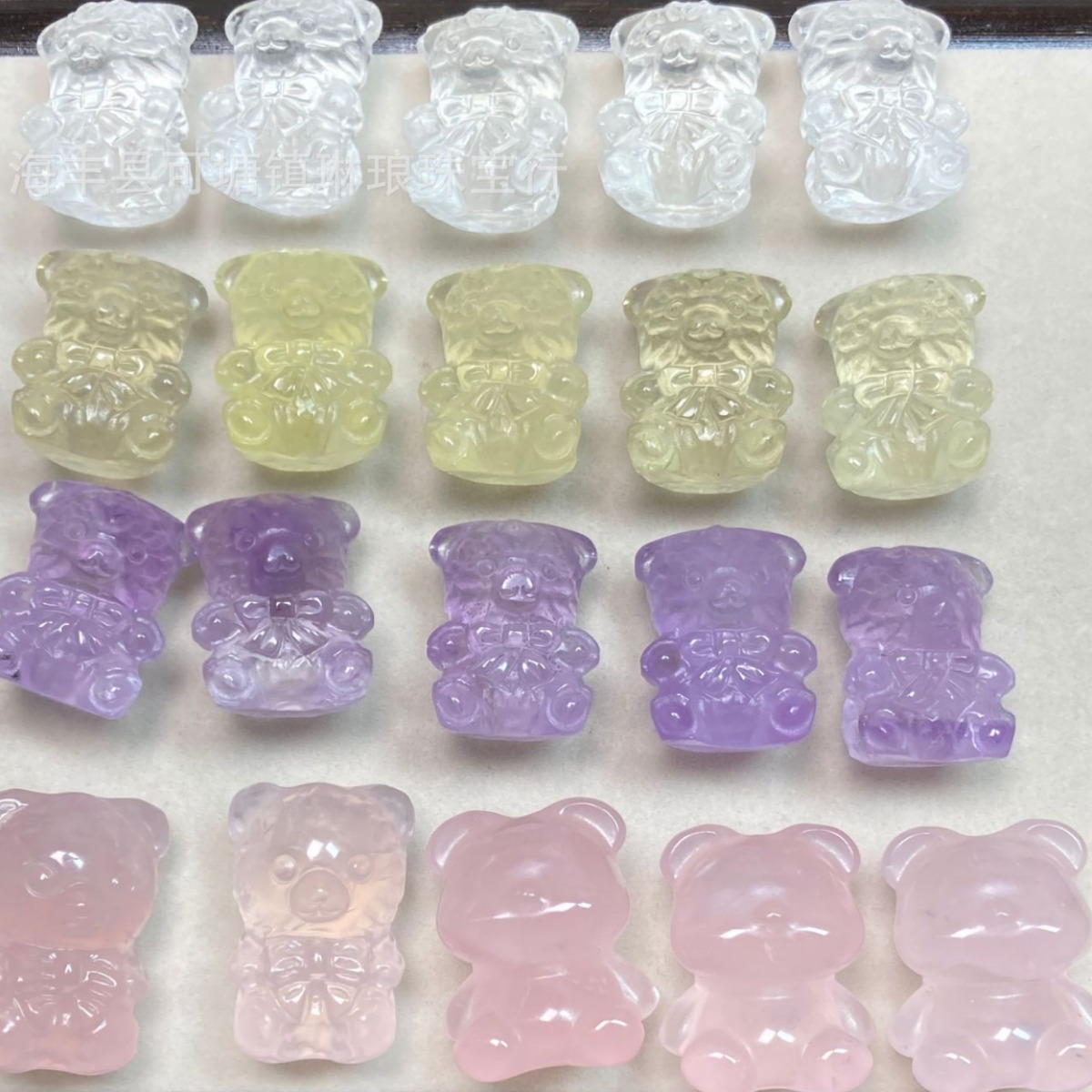 天然水晶小熊立体雕件小摆件diy配件吊坠可爱萌宠玩偶手链滴溜
