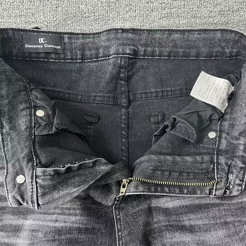 跨境Claenfit帅气牛仔裤重磅水洗灰微喇裤显高修身高街休息男女裤|undefined