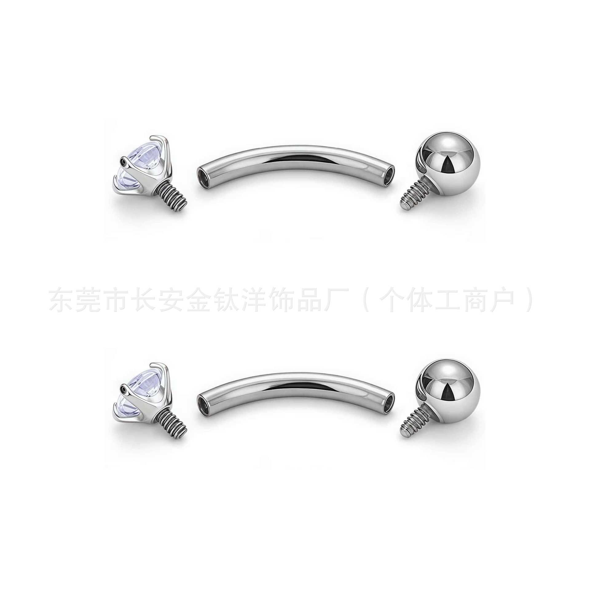 F136 Titanium Inner Thread Curved Barbell Claw Set Zircon Eyebrow Nail Ear Bone Nail Body Piercing Jewelry detail image 5