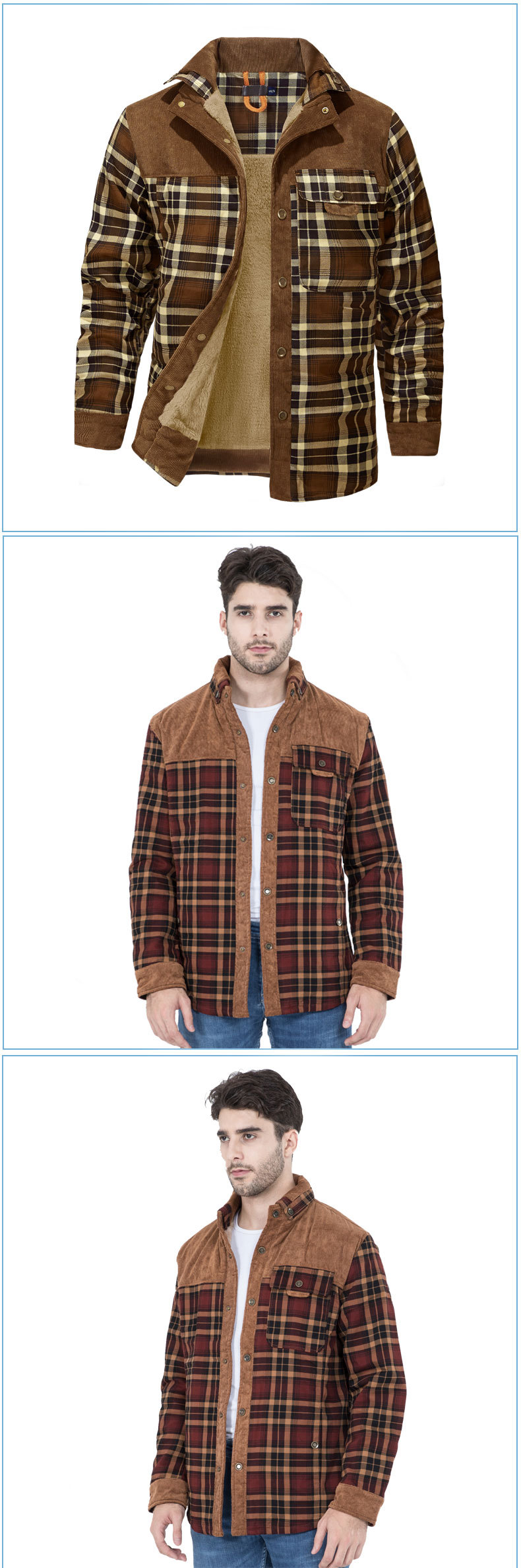 Men's Retro Plaid Cotton Jacket With Velvet Lining For Winter_voghion.com