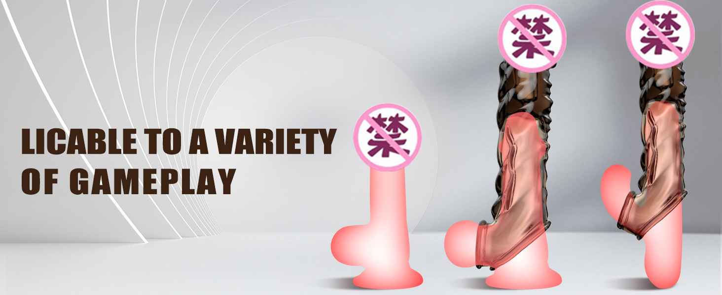 Vibrating Wolf-Tooth Delay Sleeve, Textured Lock-On Penis Extender for Couples — detail image 6