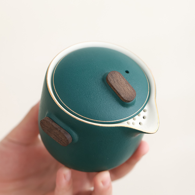Juego de Té de Viaje de Cerámica Portátil con Color Degradado para Camping y Picnic
