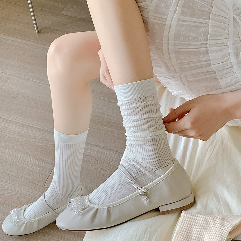 Summer thin colored breathable socks, Korean style, mid length
