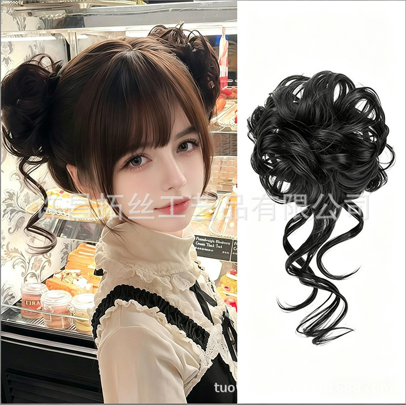 Hair Bun Wig with Dragon Whiskers, Traditional Chinese Style Bun Hairpiece, Faux Bun Hair Accessory Hair Bun Wig with Dragon Whiskers, Traditional Chinese Style Bun Hairpiece, Faux Bun Hair Accessory