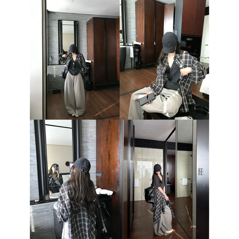 'God of Spring and Summer' Cheese Cookie-Inspired Loose Plaid Shirt with Stunning Color Scheme and Atmospheric Vibe for Women