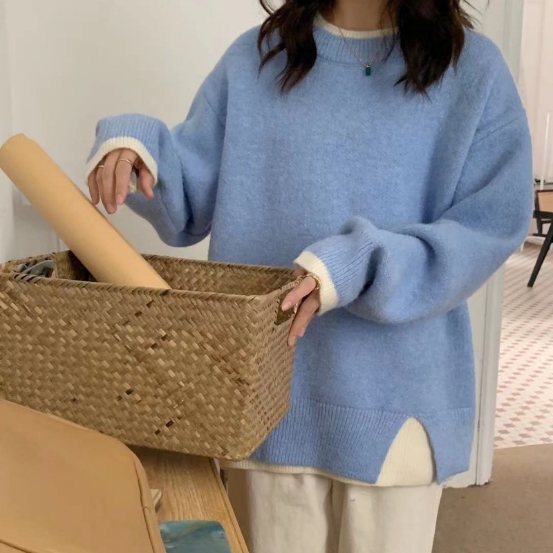 丸首のニットのコートの女性の秋冬の新型はゆったりしていて、やせています。|undefined