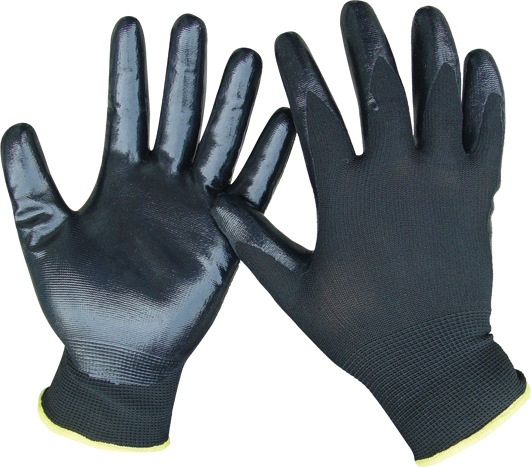 13针黑色丁晴手套加厚浸胶手套劳保防滑手套厂家供应