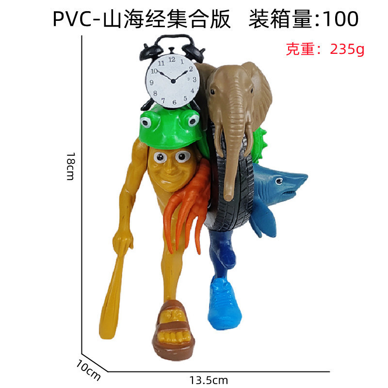 跨境新品外国融合兽山海经手办木棍人香蕉猴鲨鱼轮胎系列模型拼装|undefined