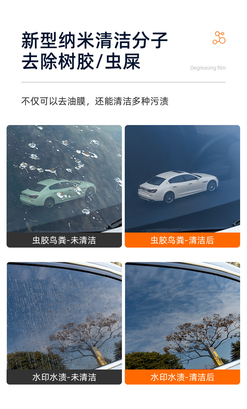 Puluchi glass oil film remover spray oil film remover windshield bird shit heavy oil film cleaner