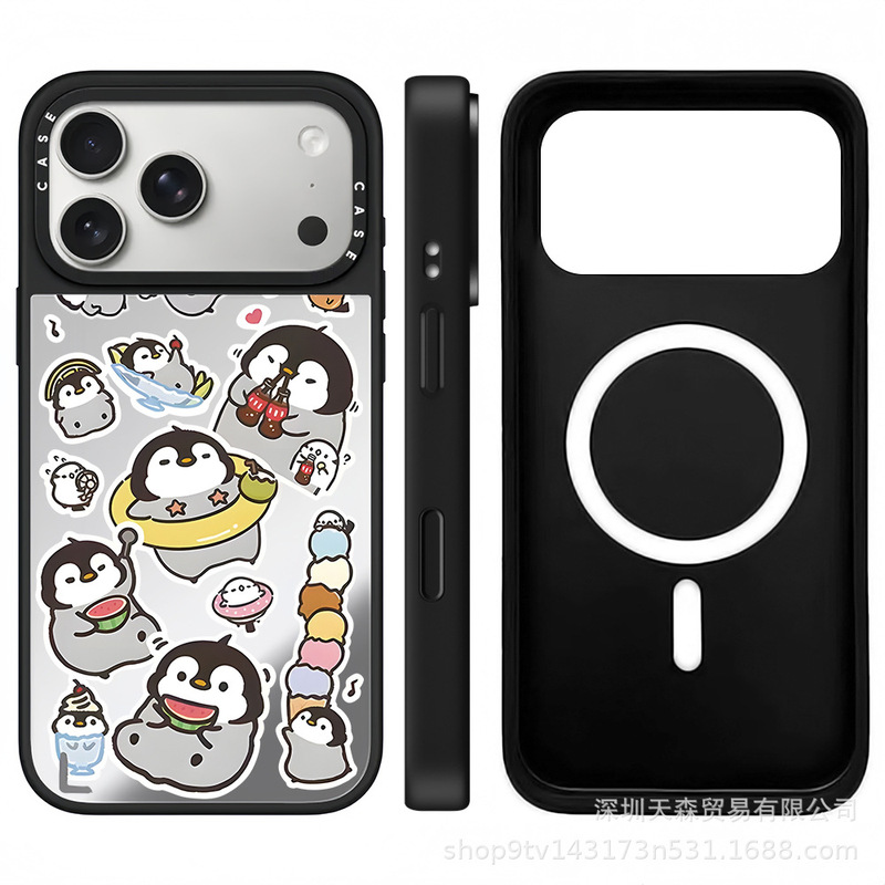 CASET联名牛仔企鹅适用苹果iPhone17ProMax手机壳16Pro潮牌14镜面|undefined