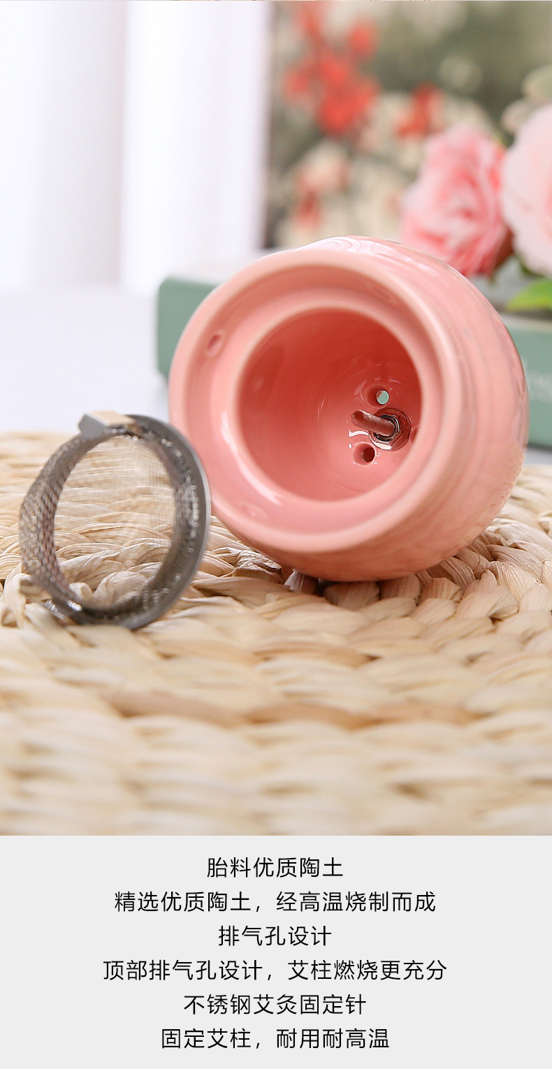 Ceramic Facial Peach Moxibustion Jar Double Layer Heat Protection Portable Beauty Guasha Warm Moxa Device 165g specifications