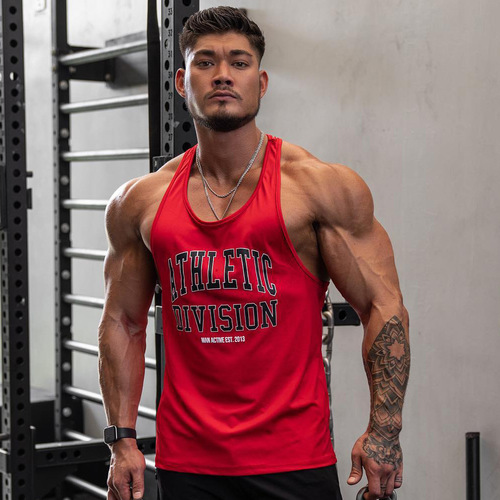  Muscle Fitness Brothers Summer Vest Men's Printed Cotton Loose Sports Large Size Round Neck Top Trendy