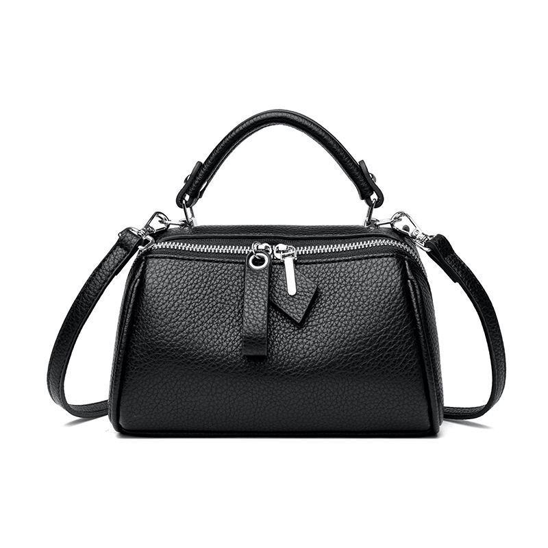 Elegant Women's Bag 2024 New Retro Simple Classic Boston Handbag Cowhide Texture Crossbody Shoulder Bag - Thumbnail 5